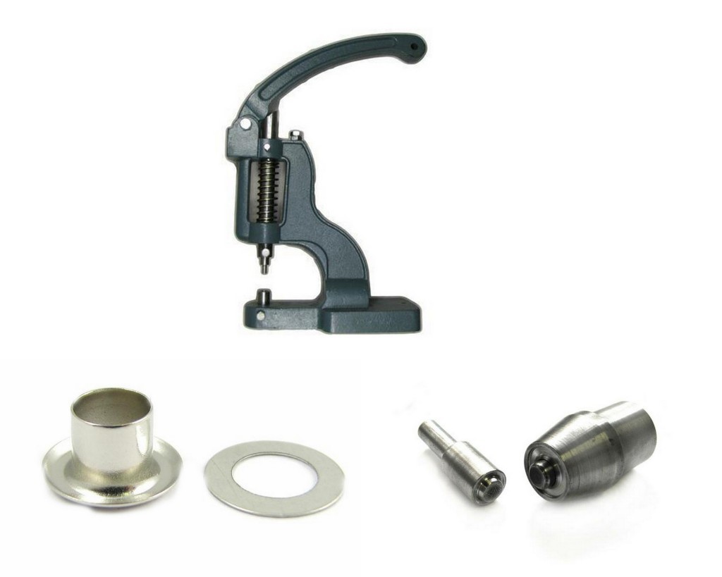 Applications of eyelets using a press