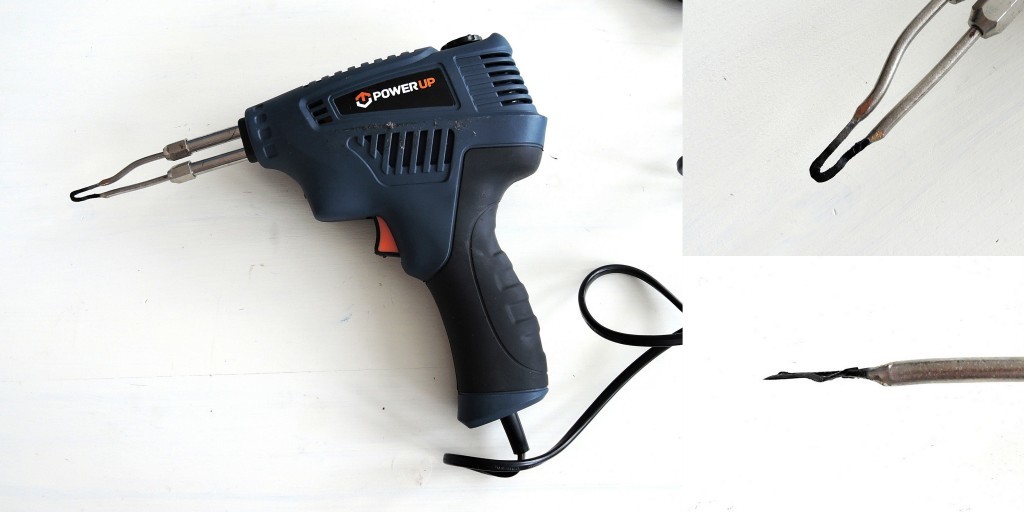 Soldadura de las cuerdas de polipropileno con la pistola para soldar